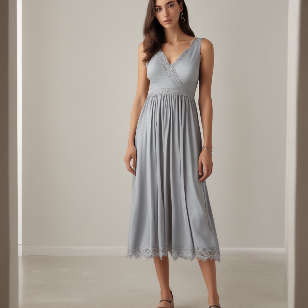 Ankle length dress with lace details